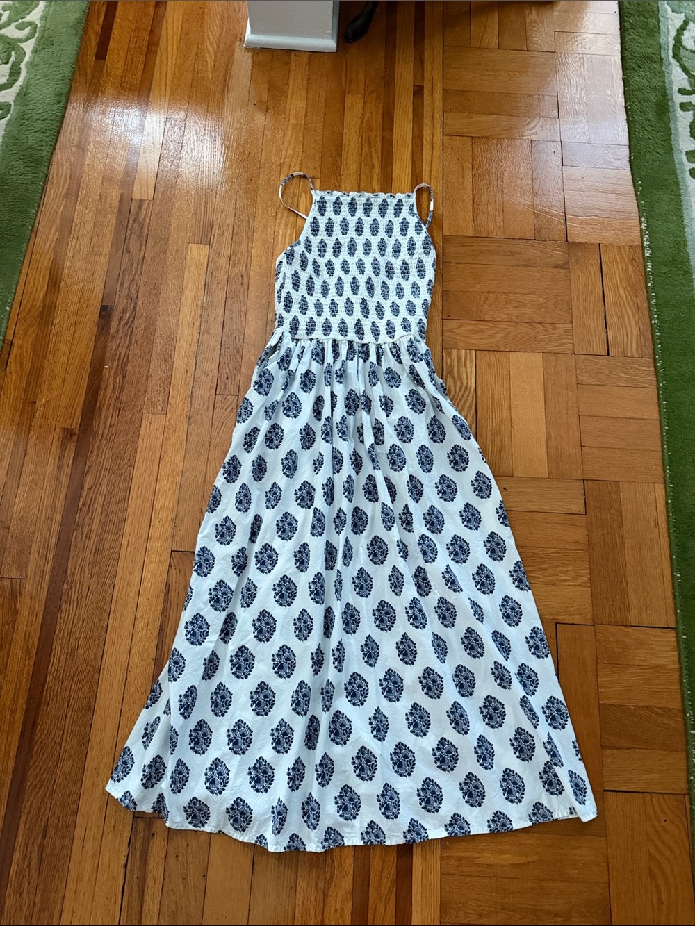 J.Crew White Maxi Dress with Navy Floral Print - Picture 1 of 5